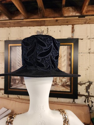 Shellie McDowell Black Paisley Wide Brim Church Hat | eBay display picture 2