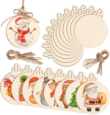 Round Wooden Circles with Holes - 20 Pcs Unfinished Wood Slices 3.13In X 2.55In