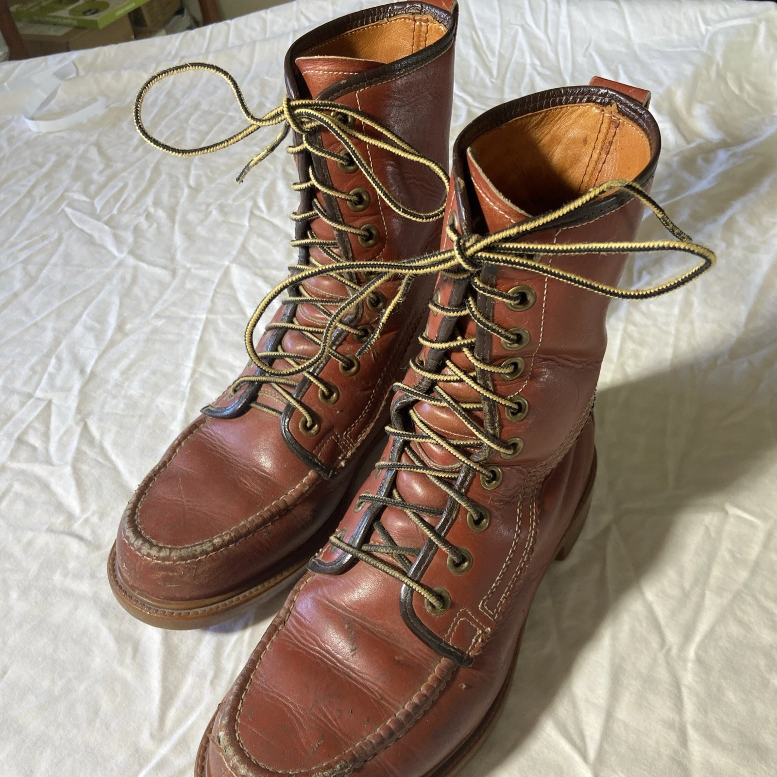 Vintage Stalwart Mock Toe Lace-Up Boot Insulated Waterproof Work Western Cowboy