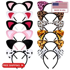 YARIEW Cat Ears Headbands for Women 12 Pack Animal Cat Headbands Costume
