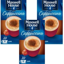 Maxwell House Cappuccino Ground Coffee 8 Sachets 93.6g x 3 Pack.