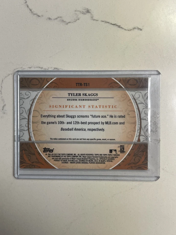 Parche reliquia Tyler Skaggs 11/27 triple hilo Future Ace #TTR-TS1 Diamondbacks Foto 2 de 2