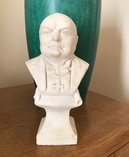 Vintage Winston Churchill Museum White Plaster Bust Sculpture