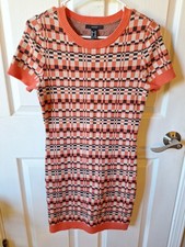 Forever 21 Orange Peach Check Bodycon Dress