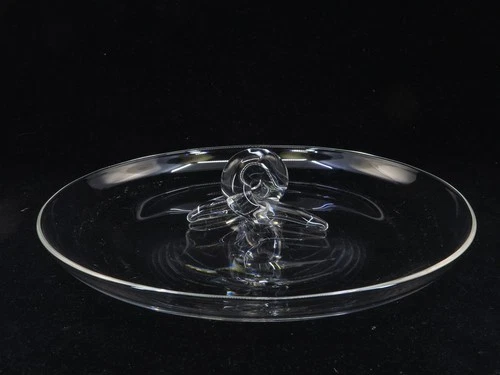 Steuben Crystal Canape Dish Scroll Handle 10.5" Diameter