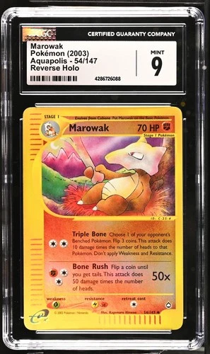 2003 Pokemon Aquapolis Reverse Holo #54 Marowak CGC 9 MINT