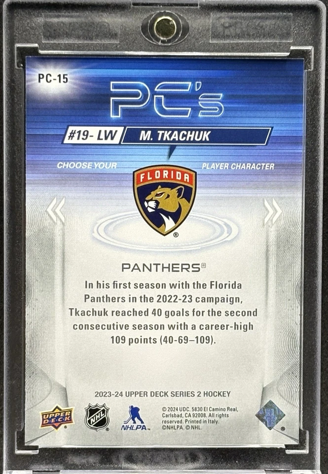 Matthew Tkachuk RARO REFRACTOR BRILLANTE TARJETA DE INVERSIÓN SP PANTHERS MVP COMO NUEVO Foto 2 de 2
