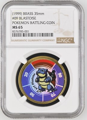 Pokemon Blastoise#09 NGC Graded MS 65 Battling Coin Game Hasbro