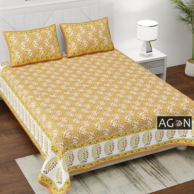 Cottn Super Soft Printed Queen Size Double Bedsheet with Pillow Covers Bedroom