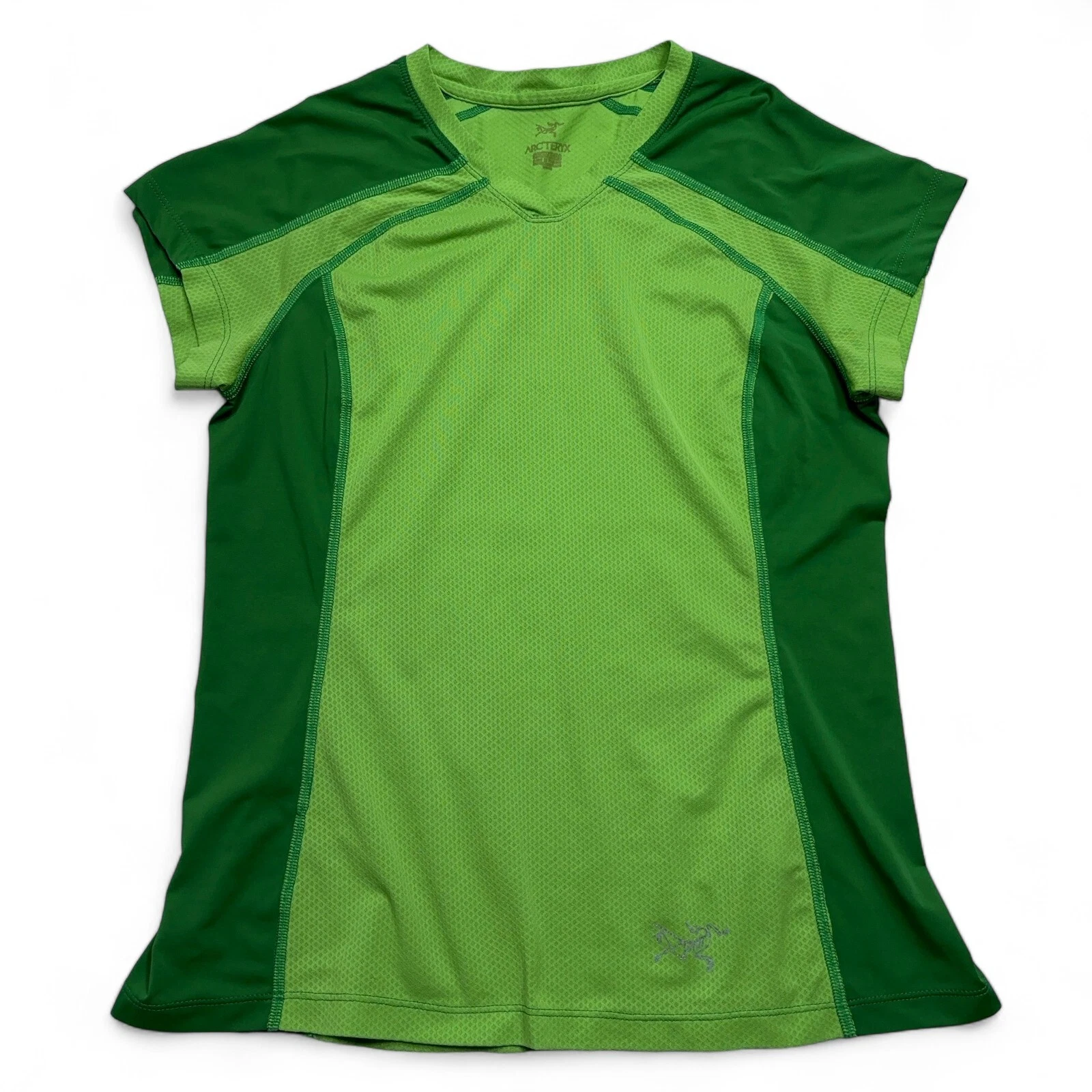 arcteryx short sleeve v-neck breathable mesh hike camp shirt