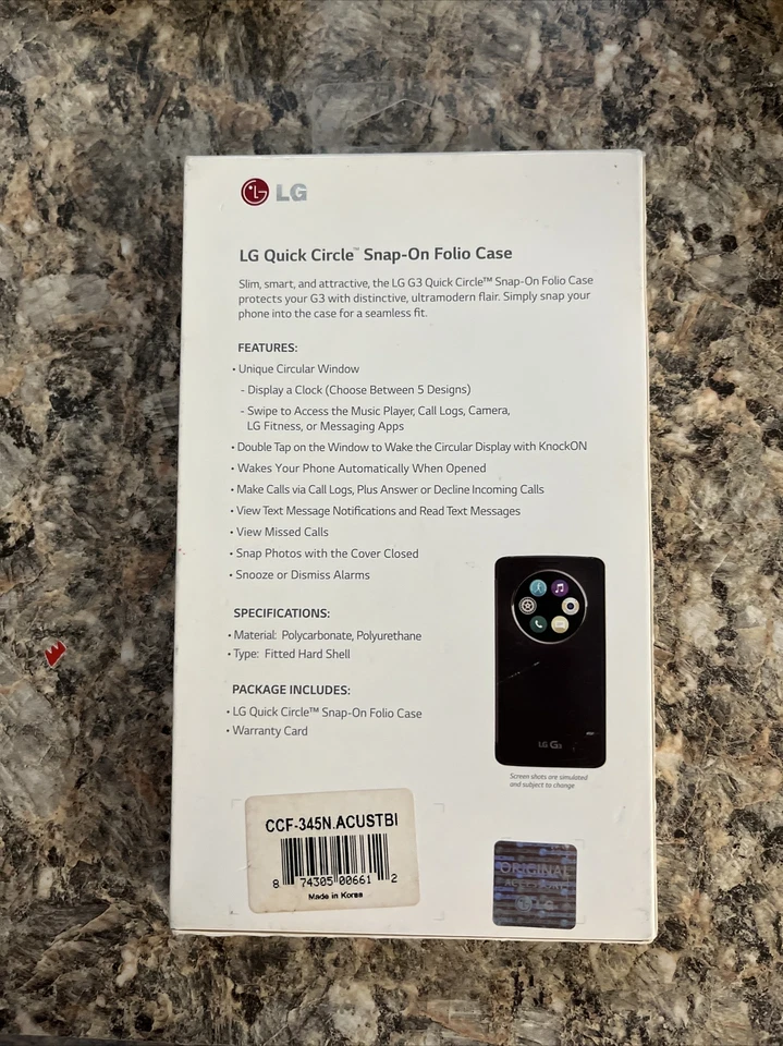 LG L3 Snap On Quick Circle Window Folio Case for LG G3 - Black - Image 2 of 2