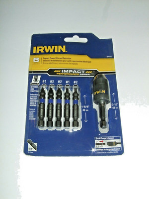 Irwin 6 piece Impact Power Bits and Extension NEW #1840313 Tools Workshop