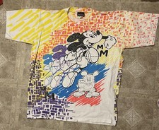 Vintage 80s Mickey Run Disney Running AOP Tshirt Size XL