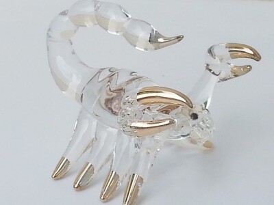 Cleared Scorpion Figurine Art Animal Hand Blown Glass Mini Collectible Home Gift