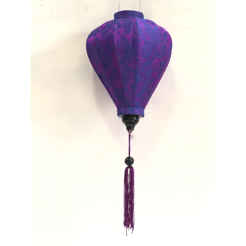 Vietnamese Silk Lantern size 12 inches Asian Bamboo Lamp Shade Wedding Decor - Image 2 of 4