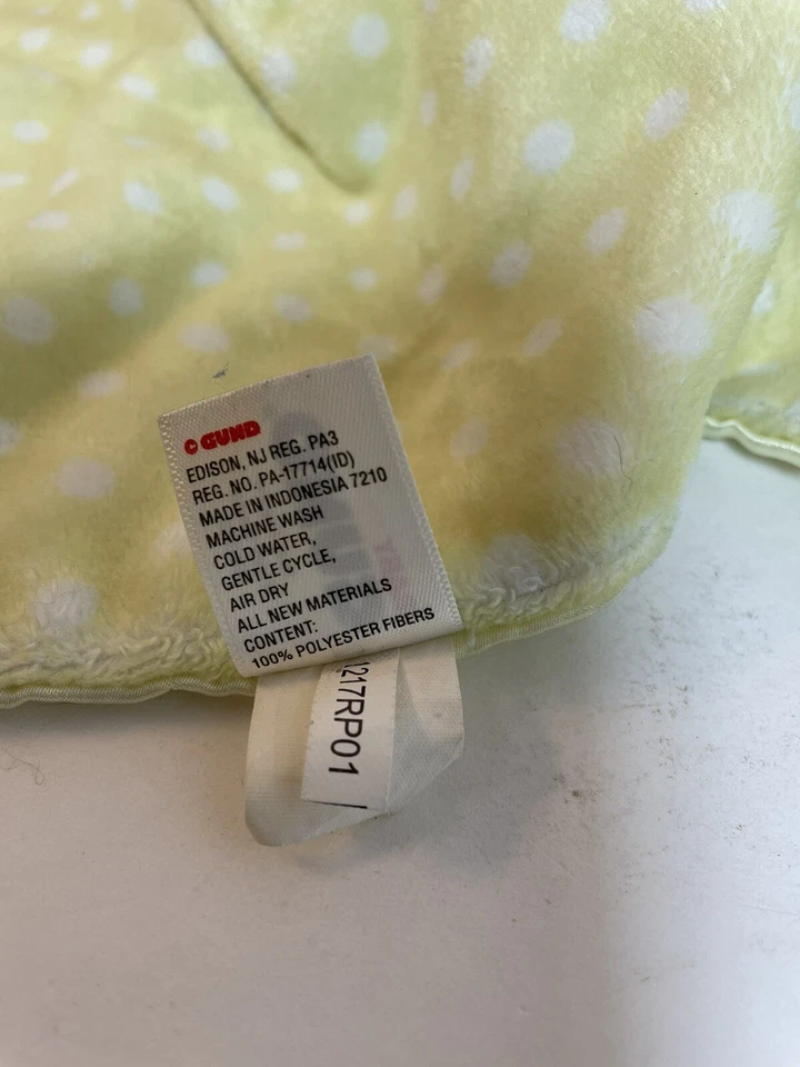 Plush Bunny Security Blanket Satin Yellow Polka Dot Roly Polys Rabbit Lovey - Image 3 of 4