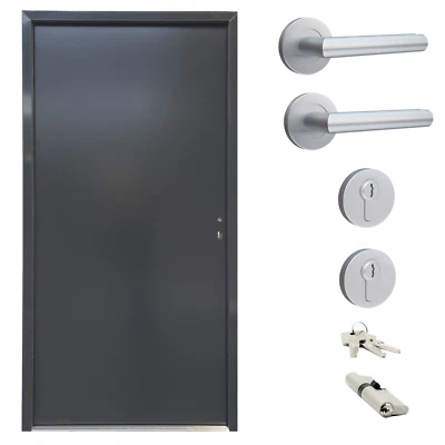 Porte d'exposition #QU06 Porte d'entrée secondaire NBT56 DIN droite 110x210 cm - Photo 1/4
