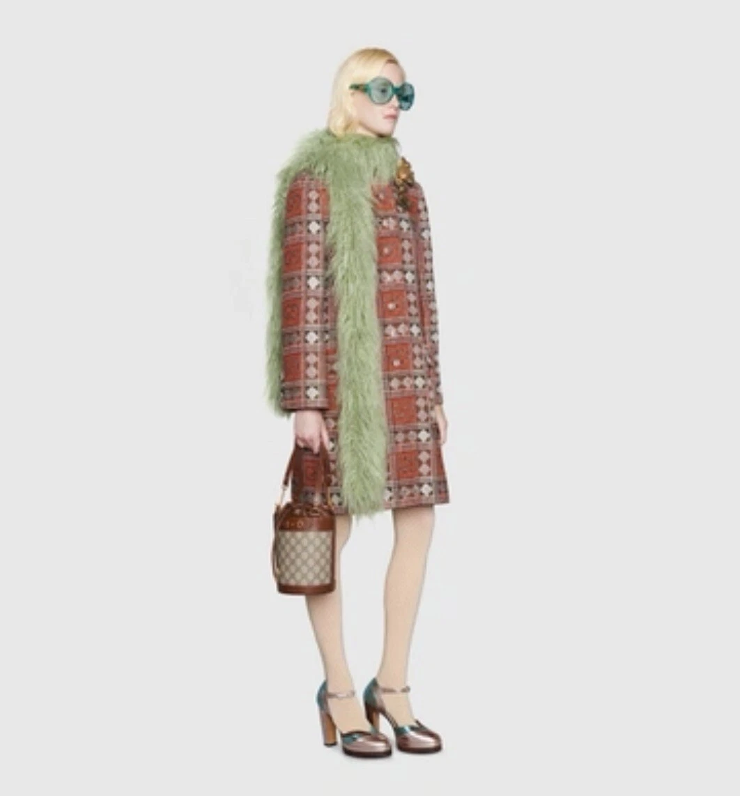 4,2k magnifique veste manteau laine tweed authentique Gucci à carreaux logo GG taille 38