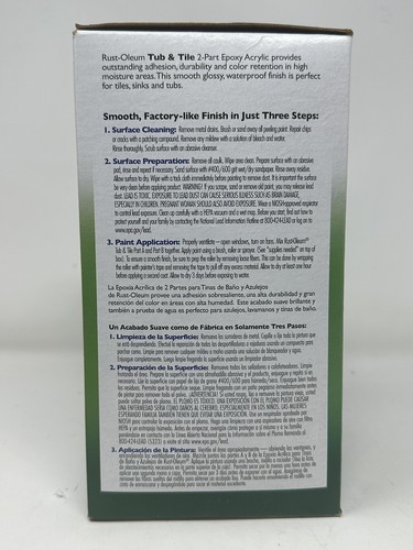 Rust-Oleum 7860519 Tub & Tile Refinishing 2 Part Kit White 32 Oz Epoxy Acrylic - Picture 4 of 5