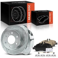 Rear Drilled Brake Rotors & Ceramic Brake Pads for Dodge Freightliner 2007-2018 