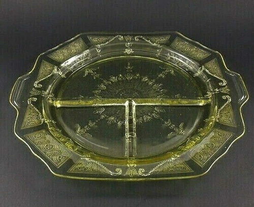 Hocking Glass PRINCESS Topaz Set 2 Grill Plates