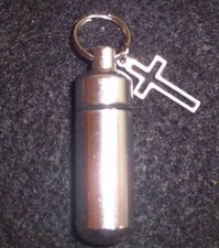 Keychain Urn Silver w/ Cross Cremation Keepsake Memorial       Have