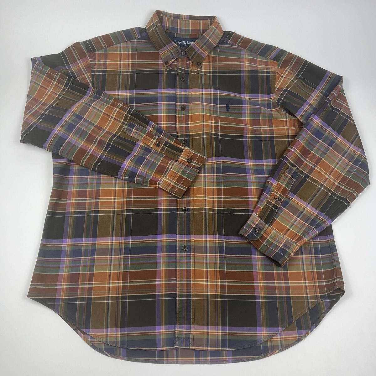 men's earth tone dress shirts Vintage 90s Polo Ralph Lauren Earth Tone Plaid Long Sleeve Shirt Men's XL  Unique