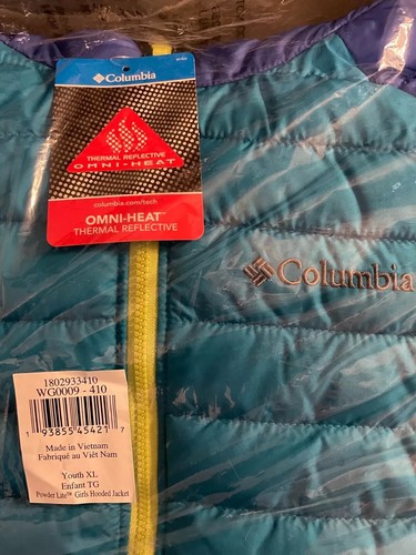 Giacca con cappuccio Columbia Youth Powder Lite (blu, taglia 18-20/XL) nuova con etichette!! - Foto 3 di 4