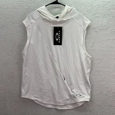Oakley Women's White High Tide Sleeveless Hooded Activewear Gym Cover Up Size M