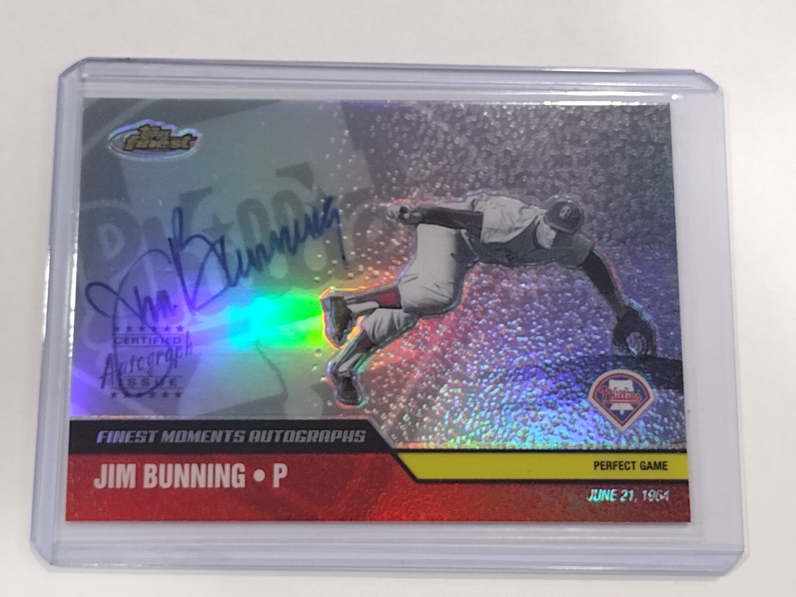 2002 Topps Finest Jim Bunning Finest Moments Refractor Auto #FMA-JB Phillies