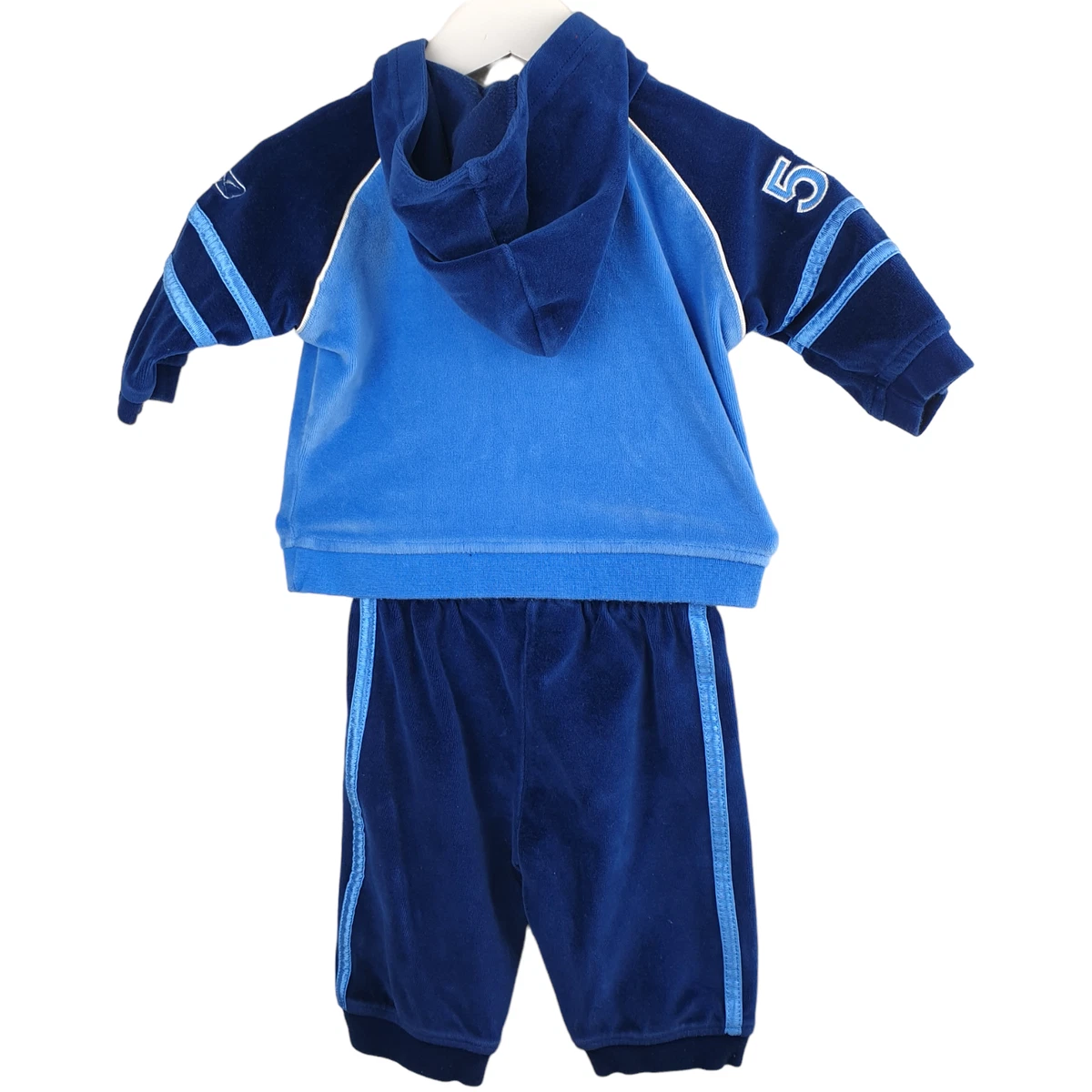 Reebok USA Baby Boys Velour Tracksuit 2 Piece Set Size 9-12 Months Blue  Navy Vg