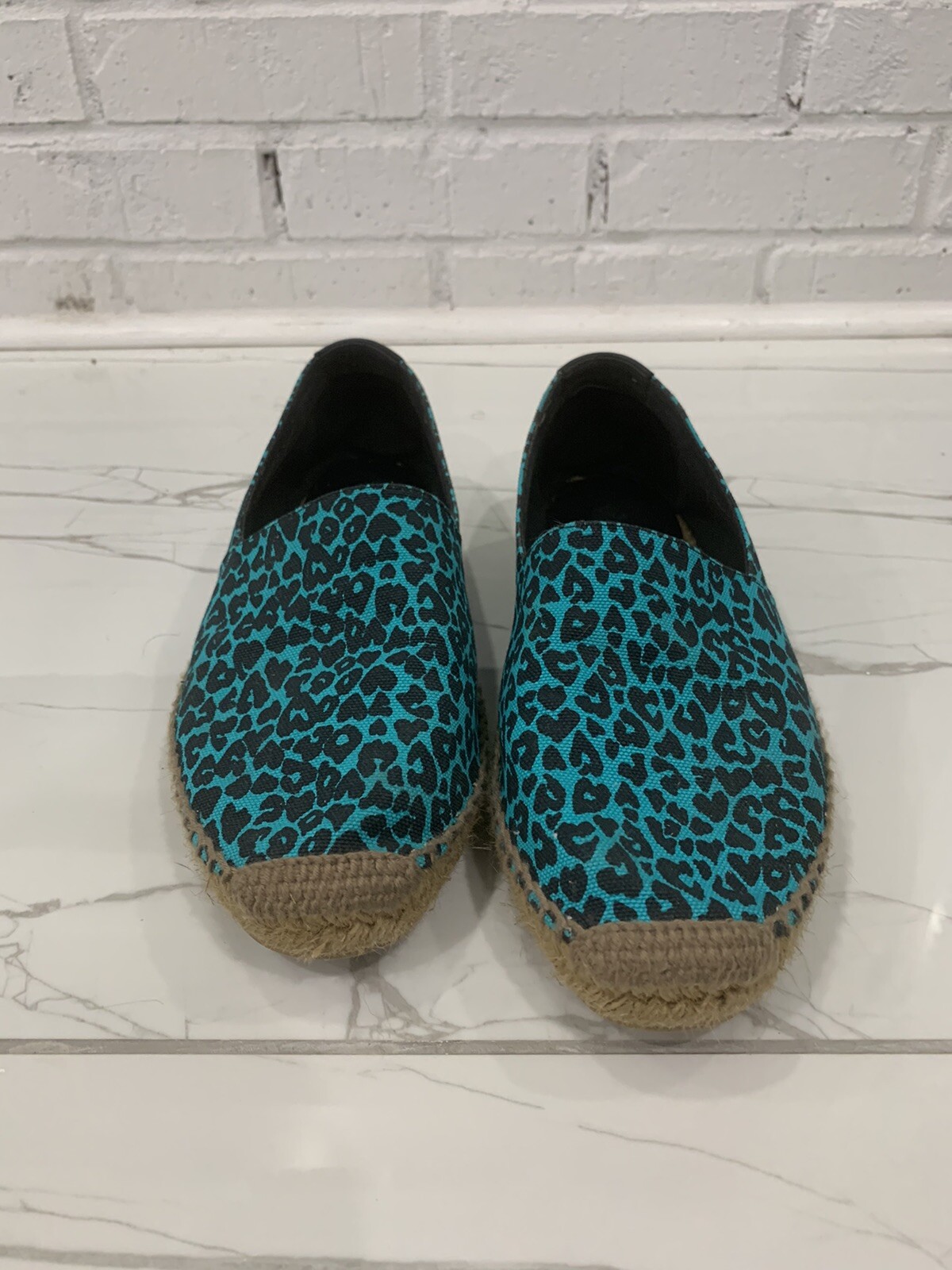 YSL Saint Laurent espadrillas tela firma uomo luna leopardata acqua taglia 41
