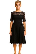 Dress Little Black Lace Nine West Short Sleeve Women's 10 WOMAN'S