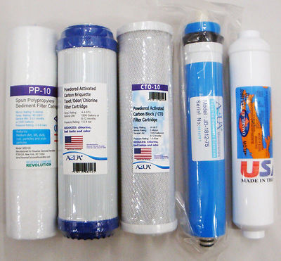 Full 5 stage Reverse Osmosis Replacement Filter set with 100 GPD membrane