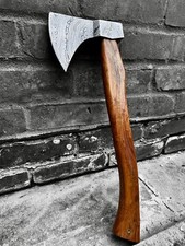 Hand Forged Damascus steel Axe . Hatchet  Best Gift . With Leather Sheath .
