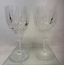 2 Gorham Crystal Crown Point 6” Tall Stemmed Cordial Goblets Retired Pattern