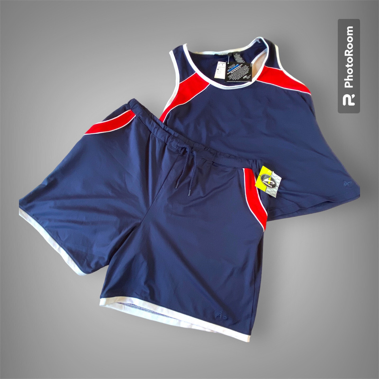 NWT Vintage Athletech Kmart Size L Racerback Tank Top Shorts Set Blue