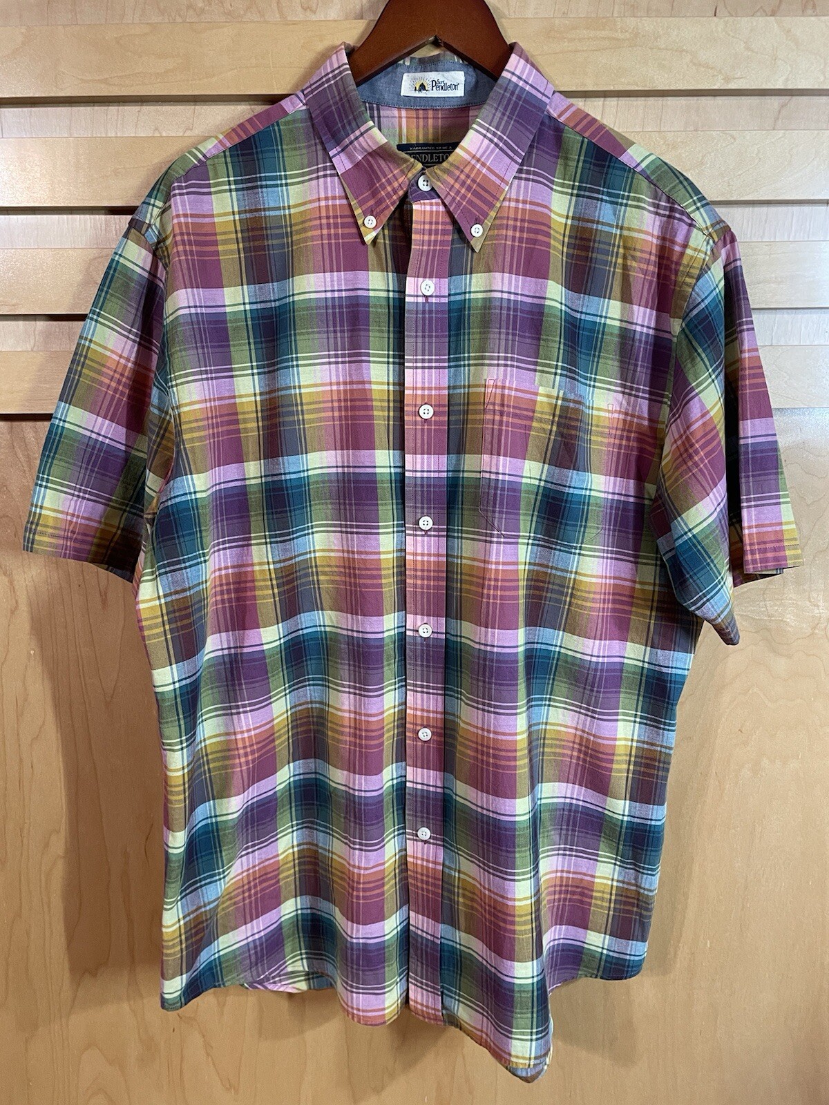 Surf Pendleton Plaid Button Down Short Sleeve Cas… - image 1