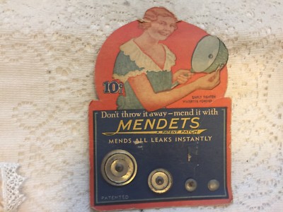 UNIQUE 1930's ADVERTISING Card~Metal Patches for Pots/Pans~''MENDETS''~Mend Leaks~