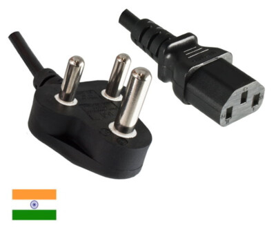 DINIC Netzkabel Indien Typ M auf C13, IND 3pin Typ M/IEC 60320-C13, BIS, schwarz