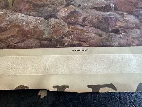 Charles Marion Russell 1914 Large 22 "x 31" Calendar Top Lithograph Whose Meat? - Picture 9 of 10