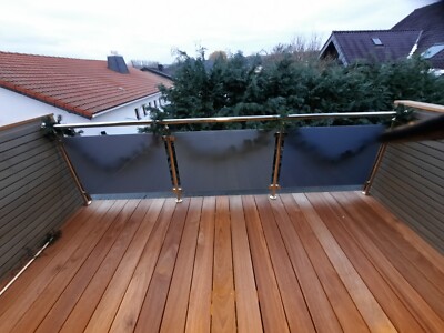 Balkongeländer mit VSGGlas Anthrazit,Milchglas für Terrasse Edelstahl