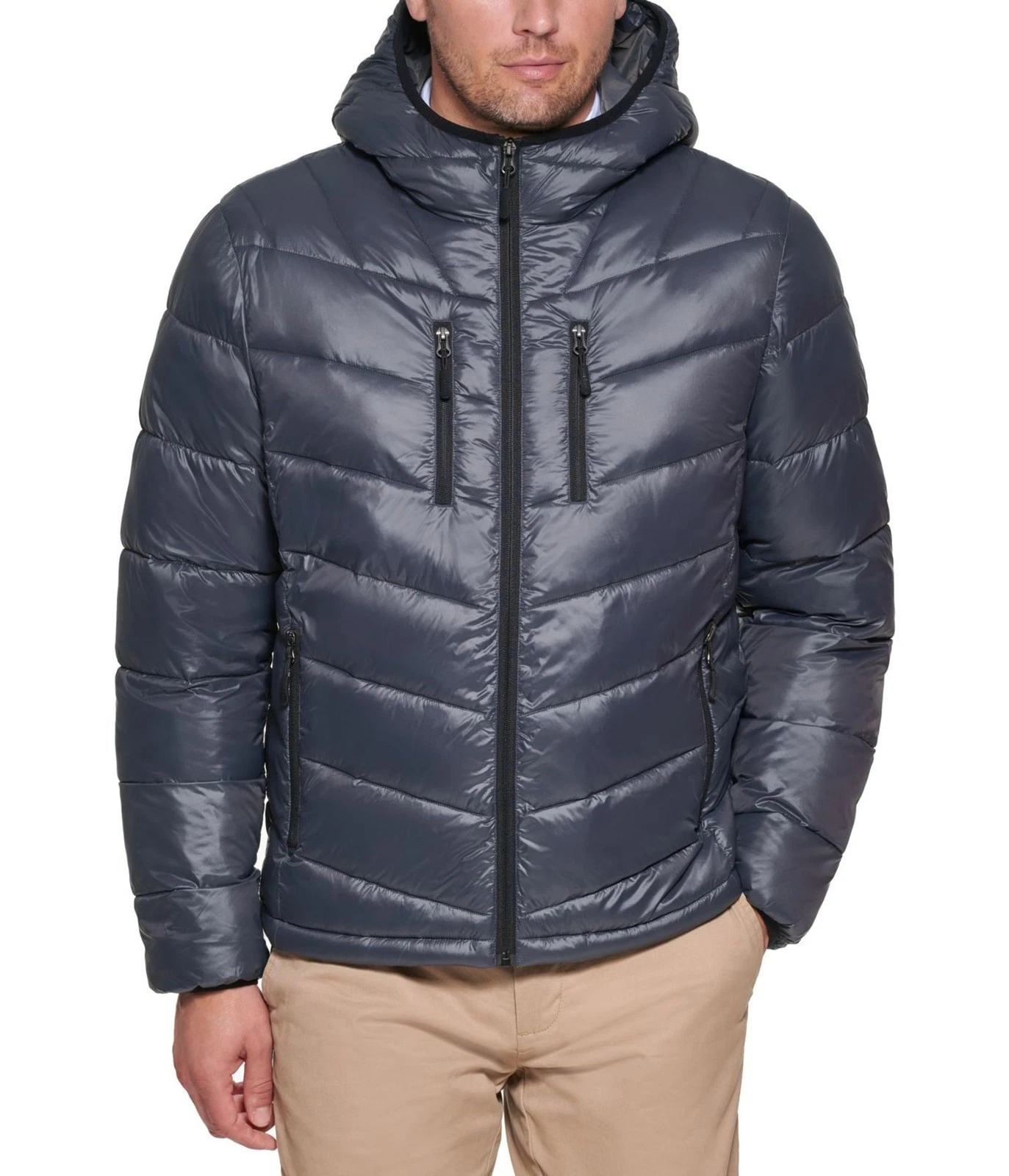 Club Room Mens Chevron Quilted Puffer Jacket