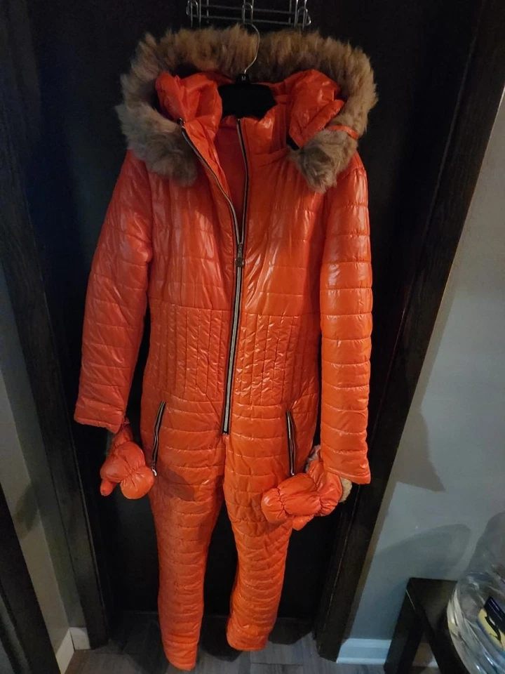 Mono de esquí de una pieza de invierno para mujer de piel con capucha - Talla: m Foto 3 de 4