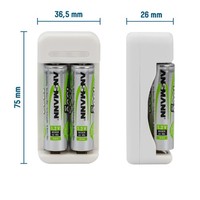 Akku LadegeräT Aa Aaa Nimh Mit 2X Aa 1300Mah Akkus, Ansmann, Timer