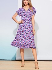 Talbots PARADISE FLORAL POPOVER Dress ditzy floral short sleeve keyhole size 10