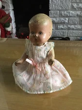 Small Antique Vintage 9”23cm Composition Baby Doll RELIABLE Pretty Clothes