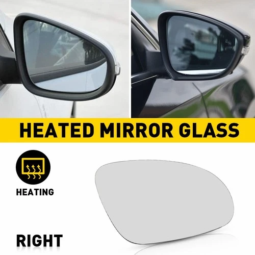 Right Passenger Side Heated Mirror Glass with Backing Plate for VW JETTA BEETLE