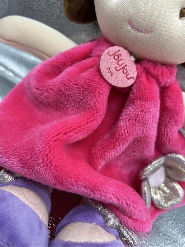 Jolijou Doll Plush Lollipop Pink Dress Flower Purple Brunette Pigtails Girl 11in - Image 2 of 4