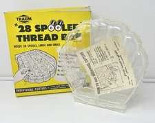 Vintage Traum Shell Thread Spool Container W Box Lucite Sewing Mid Century 1954
